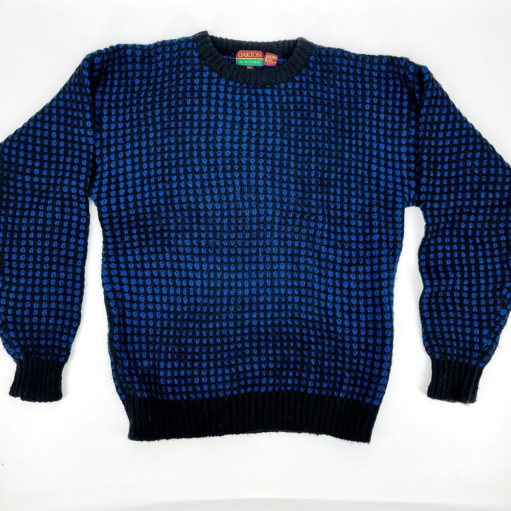 Vintage Oakton Limited Men's Black & Blue Knit Sweater Size 2X